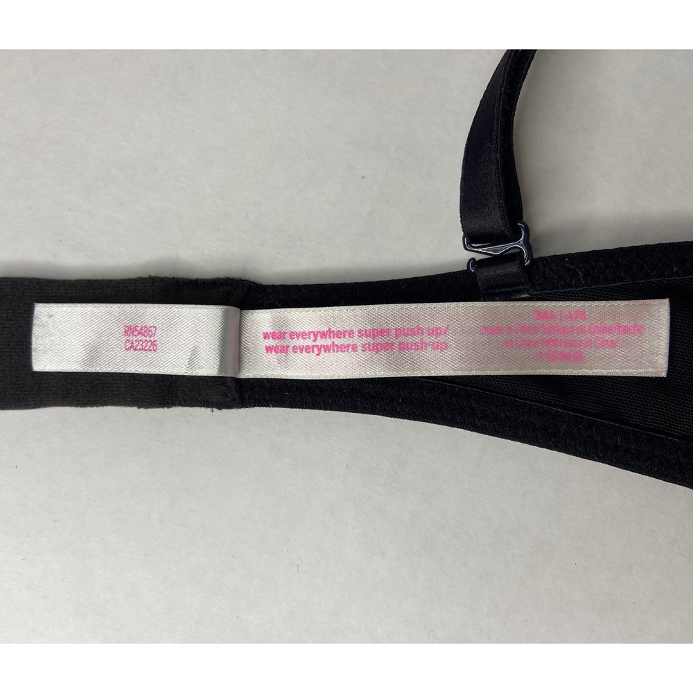 Victoria's Secret PINK Wear Everywhere Super Push Up Bra Black 34A Underwire - Picture 4 of 16